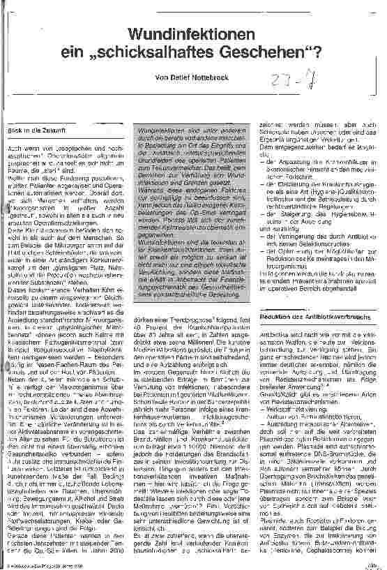 Vorschauseite 1: Wundinfektionen ein schicksalhaftes Geschehen?