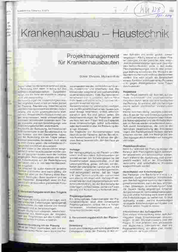 Vorschauseite 1: Projektmanagement für Krankenhausbauten