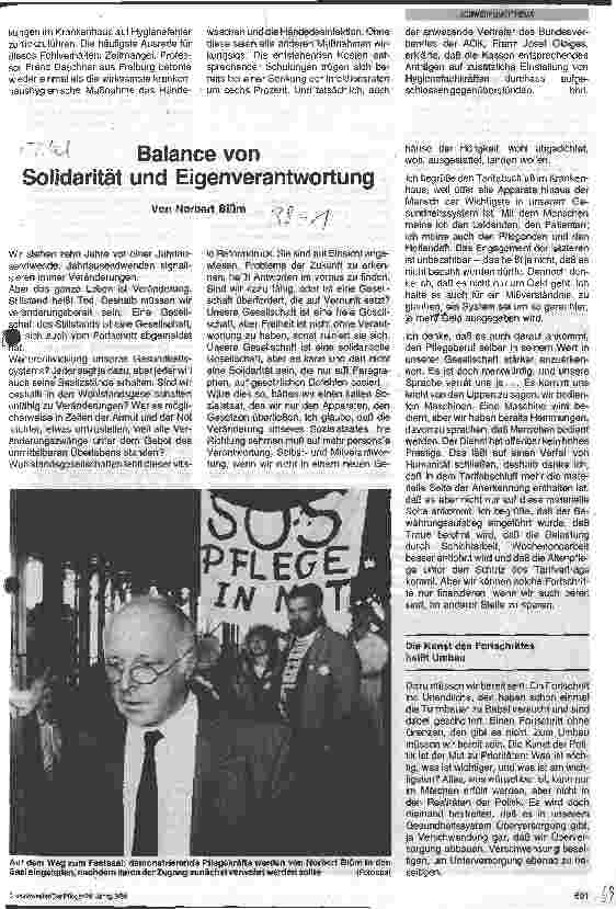 Vorschauseite 1: Auf dem Weg zum Krankenhaus 2000 Balance von Solidarität und Eigenverantwortung