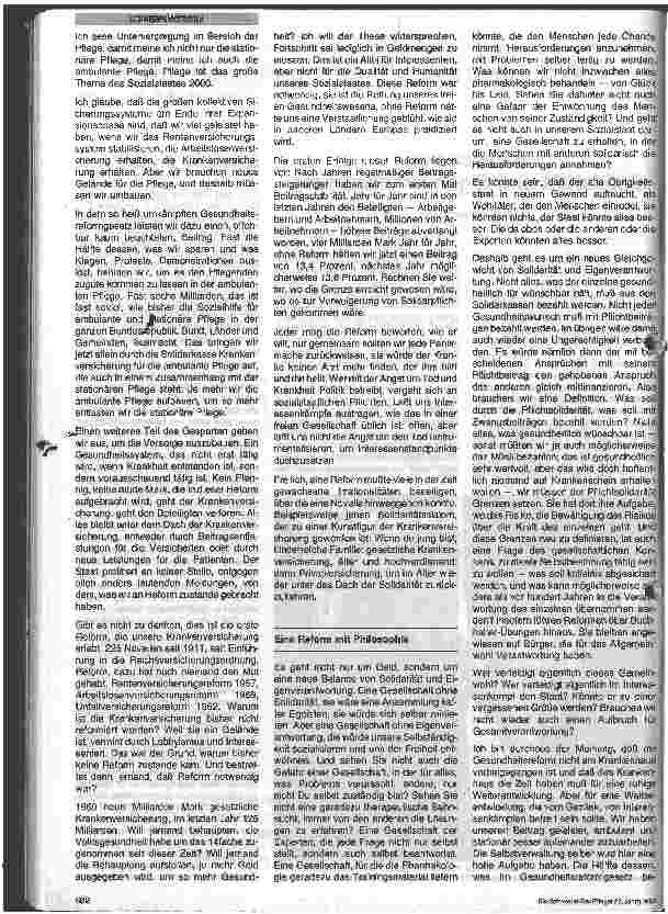 Vorschauseite 2: Auf dem Weg zum Krankenhaus 2000 Balance von Solidarität und Eigenverantwortung