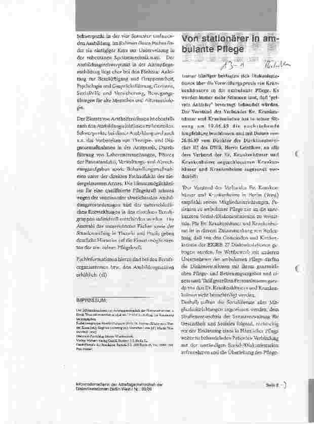 Vorschauseite 1: Von stationärer in ambulante Pflege