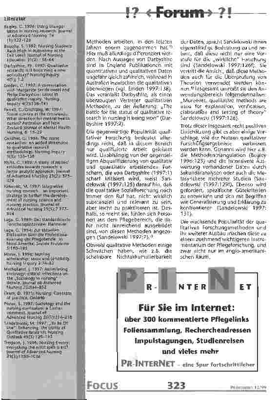 Vorschauseite 2: Anmerkungen zur Bedeutung der qualitativen Methoden in der anglo-amerikanischen Pflegeforschung