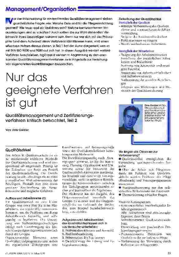 Vorschauseite 1: Nur das geeignete Verfahren ist gut Qualitätsmanagement und Zertifizierungsverfahren kritisch betrachtet, Teil 2