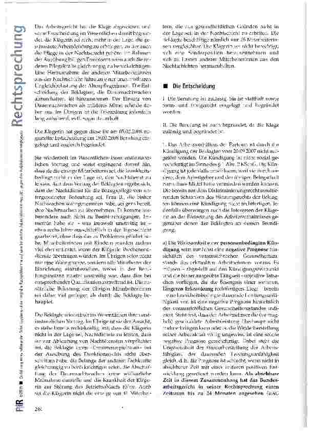 Vorschauseite 3: Einführung eines rollierenden Schichtsystems ohne mögliche Rücksichtnahme auf eine behinderte Arbeitnehmerin verstößt gegen das Antidiskriminierungs-gesetz
