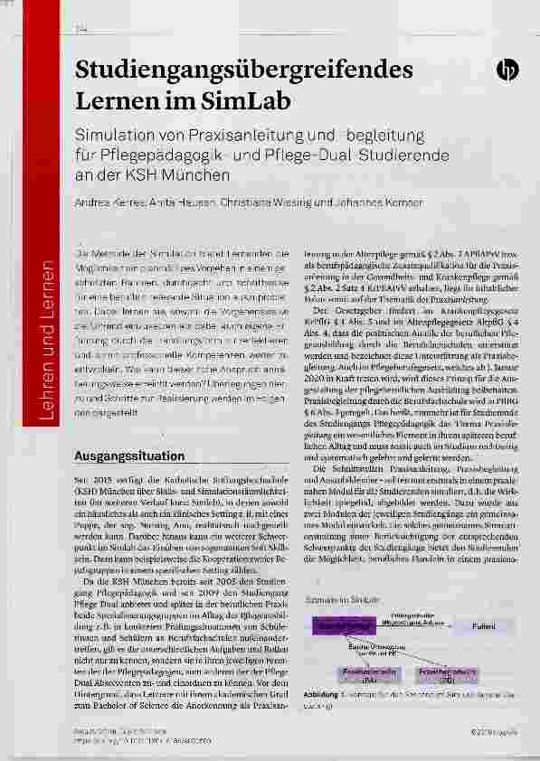 Vorschauseite 1: Studiengangsübergreifendes Lernen im SimLab