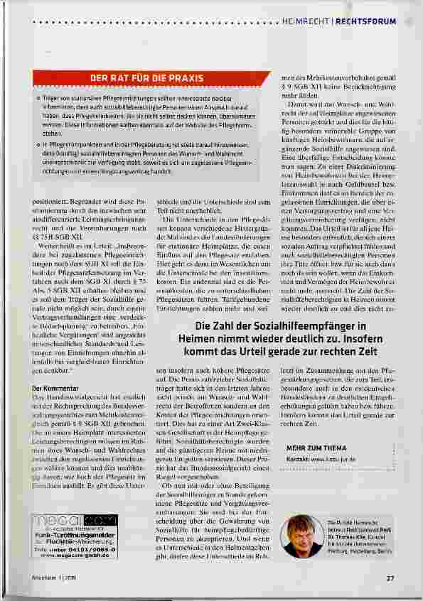 Vorschauseite 2: BSG: Wunschund Wahlrecht gilt auch für Sozialhilfeempfänger