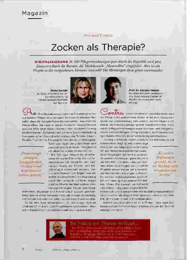 Vorschauseite 1: Zocken als Therapie?