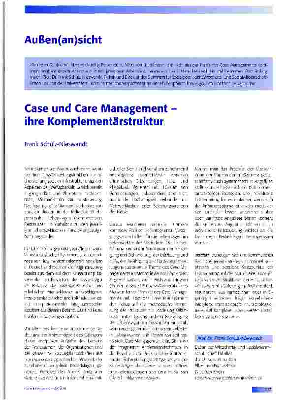 Vorschauseite 1: Case und Care Management ihre Komplementärstruktur