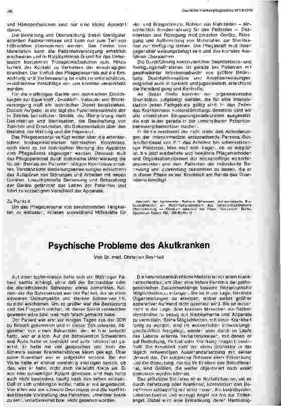 Vorschauseite 1: Psychische Probleme des Akutkranken