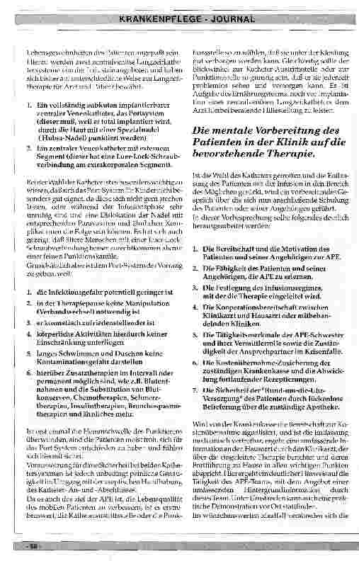 Vorschauseite 2: Die Betreuung des parenteral ernährten Patienten zu Hause Ein neuer Weg zur Versorgung chronisch Kranker