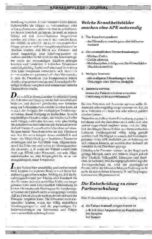 Vorschauseite 4: Die Betreuung des parenteral ernährten Patienten zu Hause Ein neuer Weg zur Versorgung chronisch Kranker