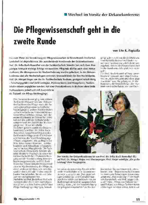 Vorschauseite 1: Wechsel im Vorsitz der Dekanekonferenz: Die Pflegewissenschaft geht in die zweite Runde