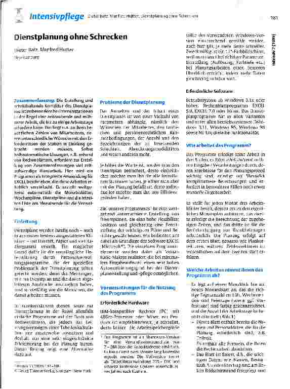 Vorschauseite 1: Dienstplanung ohne Schrecken