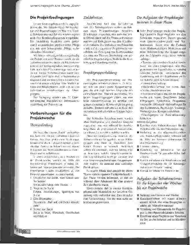 Vorschauseite 2: Unterrichtsprojekt zum Thema Sucht