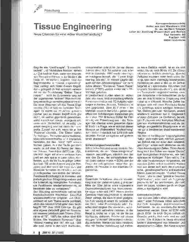 Vorschauseite 1: Tissue Engeneering Neue Chancen für eine aktive Wundbehandlung?