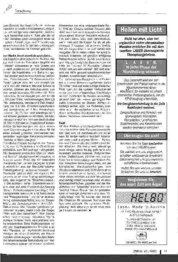 Vorschauseite 4: Tissue Engeneering Neue Chancen für eine aktive Wundbehandlung?