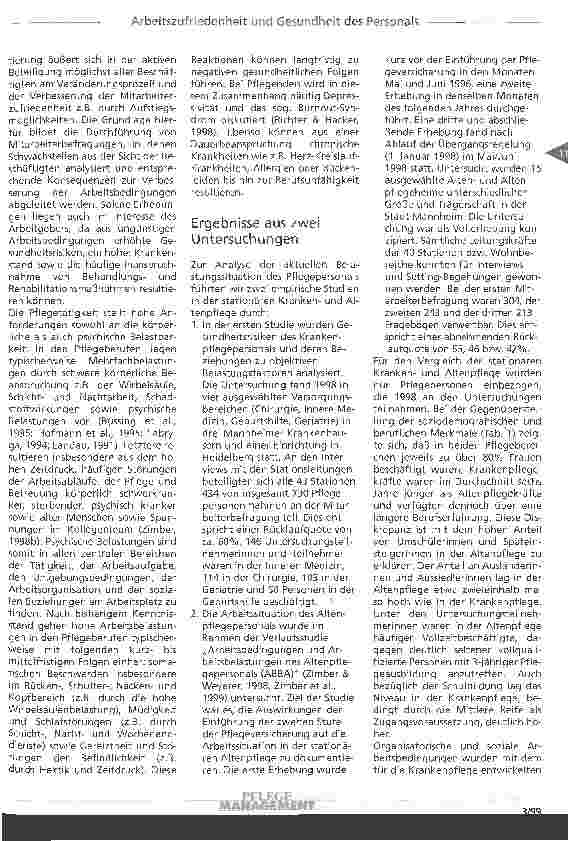 Vorschauseite 2: Arbeitszufriedenheit und Gesundheit des Pflegepersonals