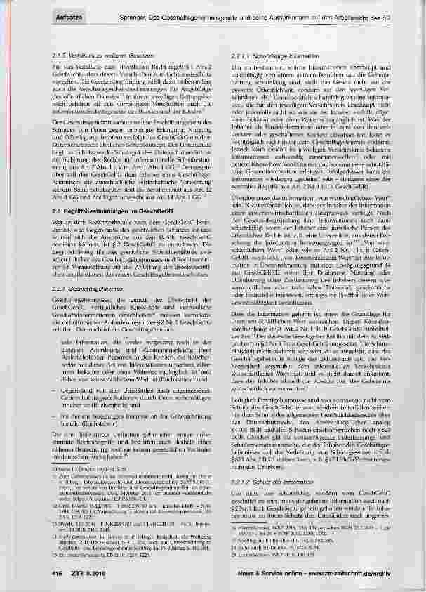 Vorschauseite 3: Das Geschäftsgeheimnisgesetz und seine Auswirkungen auf das Arbeitsrecht des öffentlichen Dienstes