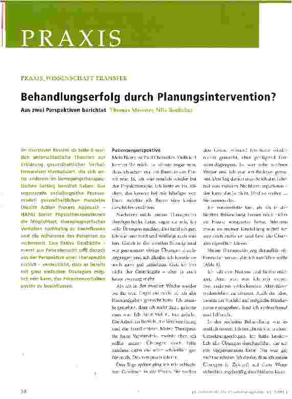 Vorschauseite 1: Behandlungserfolg durch Planungsintervention?
