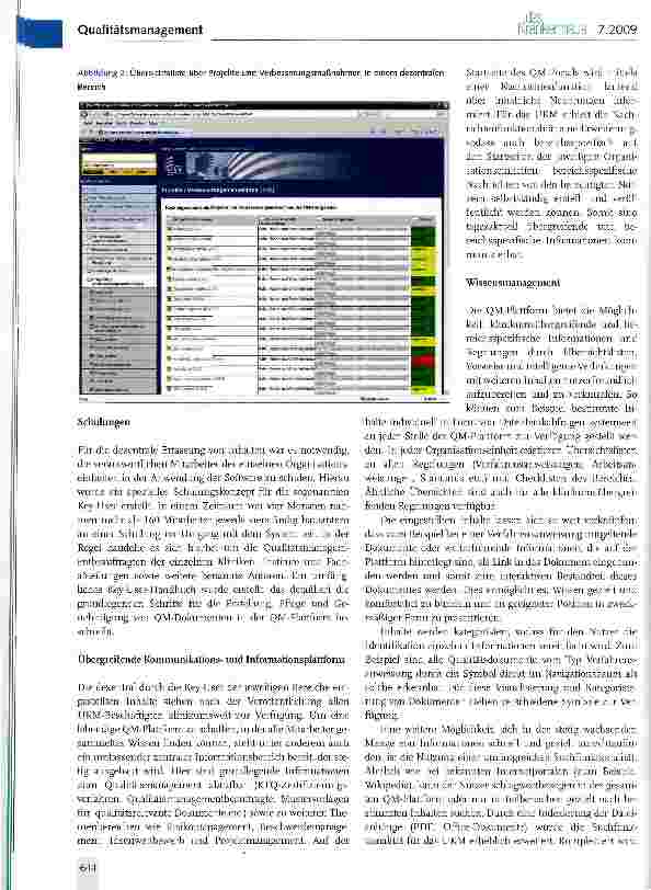 Vorschauseite 3: Softwareunterstütztes Qualitätsund Wissensmanagement am UKAA