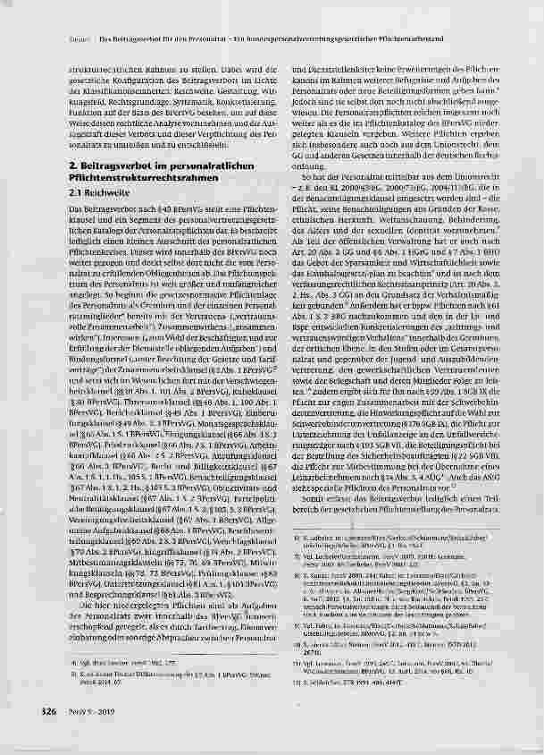 Vorschauseite 2: Das Beitragsverbot für den Personalrat Ein bundespersonalvertretungsgesetzlicher Pflichtentatbestand