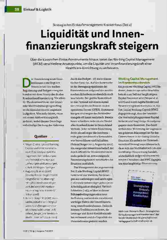 Vorschauseite 1: Strategisches Einkaufsmanagement Krankenhaus (Teil 2) Liquidität und Innenfinanzierungskraft steigern
