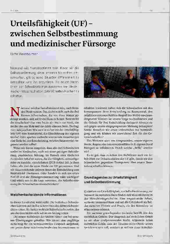 Vorschauseite 1: Urteilsfähigkeit (UF) - zwischen Selbstbestimmung und medizinischer Fürsorge