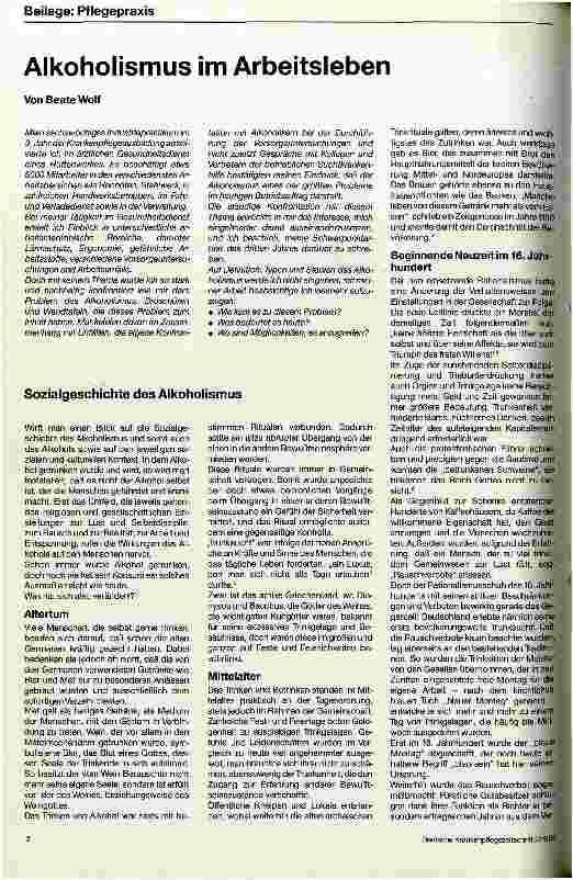 Vorschauseite 1: Alkoholismus im Arbeitsleben