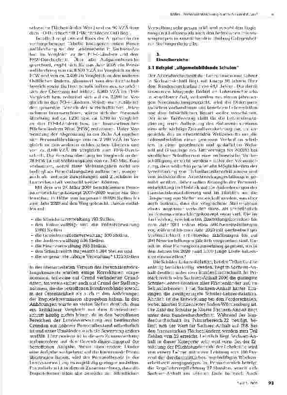 Vorschauseite 4: Personalentwicklung durch Personalabbau? -Ein stärkerer Aufgabenbezug soll in Sachsen Anhalt mehr Zukunftsorientierung bringen