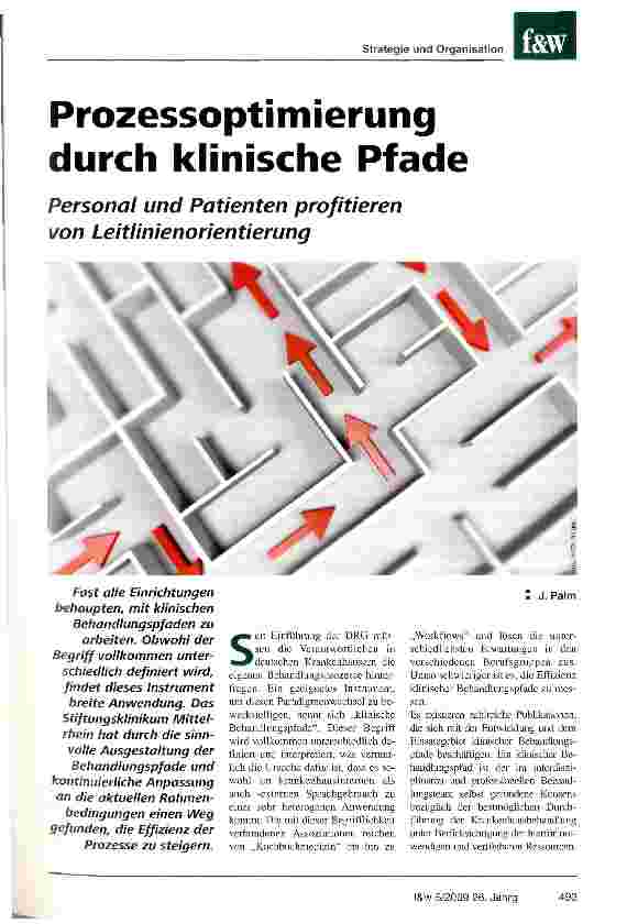 Vorschauseite 1: Prozessoptimierung durch klinische Pfade