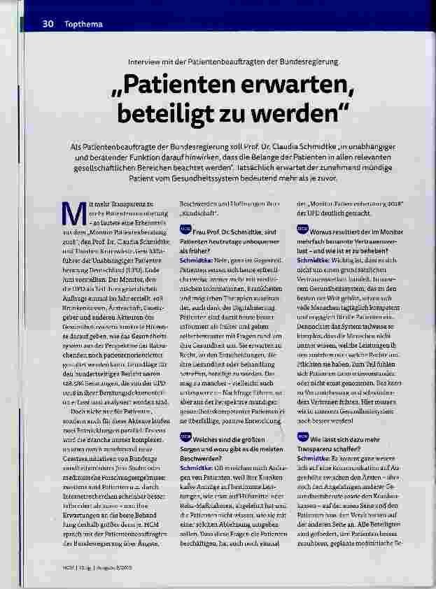 Vorschauseite 1: Patienten erwarten, beteiligt zu werden