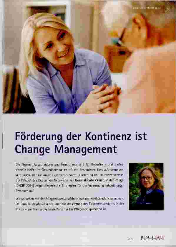 Vorschauseite 1: Förderung der Kontinenz ist Change Management