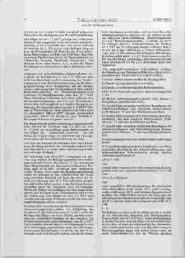 Vorschauseite 2: AGG §§ 1, 3, 7; BetrVG § 75; BGB § 611 Sozialplan - Benachteiligung wegen Behinderung - Renteneintrittsmöglichkeit