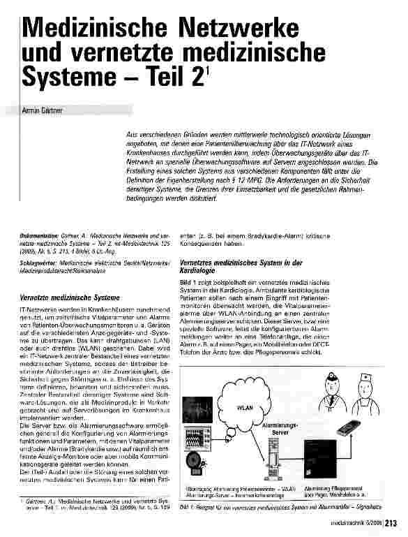 Vorschauseite 1: Medizinische Netzwerke und vernetzte medizinische Systeme - Teil 2