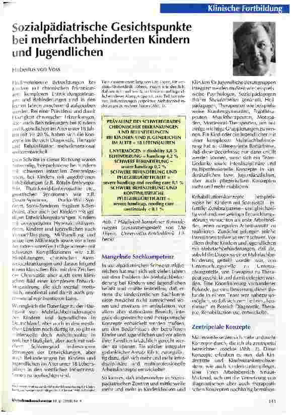 Vorschauseite 1: Sozialpädiatrische Gesichtspunkte bei mehrfachbehinderten Kindern und Jugendlichen