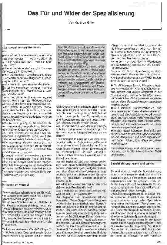 Vorschauseite 1: Das Für und Wider der Spezialisierung