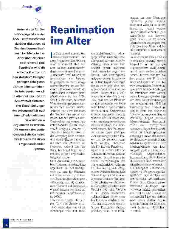 Vorschauseite 1: Reanimation im Alter