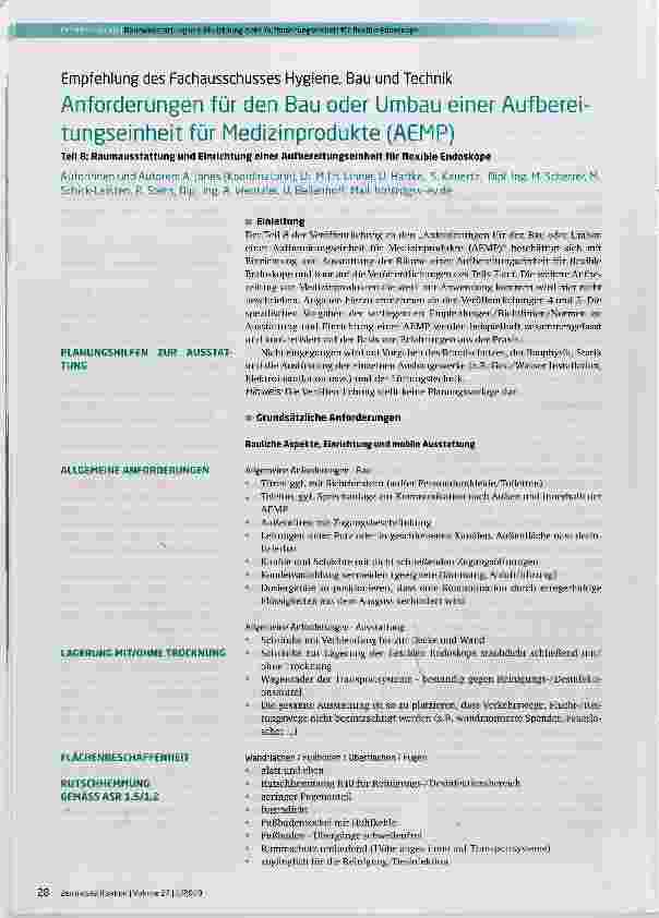 Vorschauseite 1: Anforderungen für den Bau oder Umbau einer Aufbereitungseinheit für Medizinprodukte (AEMP)