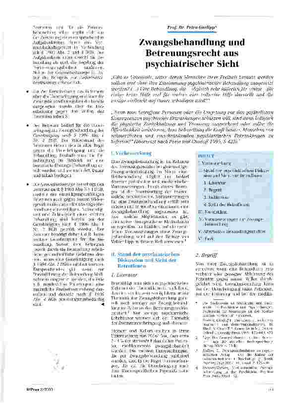 Vorschauseite 1: Zwangsbehandlung und Betreuungsrecht aus psychiatrischer Sicht