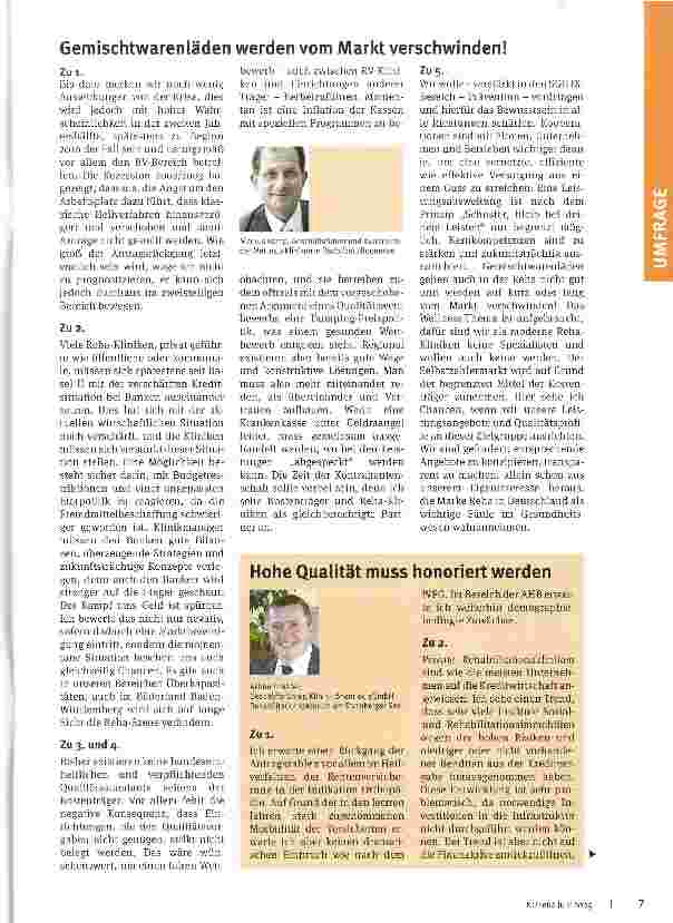Vorschauseite 2: Gesundheitsfonds und Wirtschaftskrise -Gefahren für die Reha?