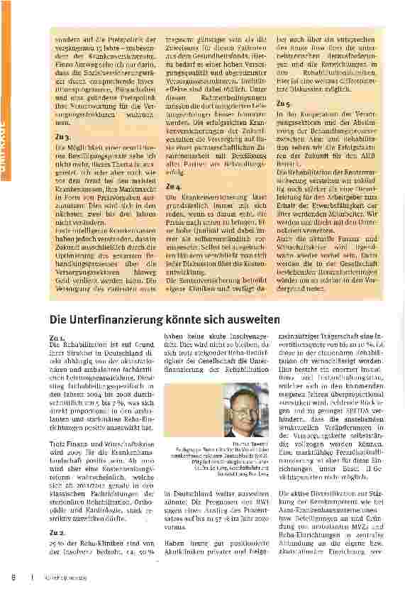 Vorschauseite 3: Gesundheitsfonds und Wirtschaftskrise -Gefahren für die Reha?