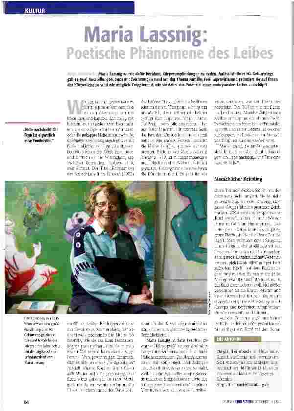 Vorschauseite 1: Maria Lassnig: Poetische Phänomene des Leibes