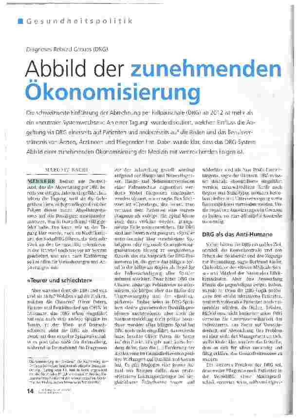Vorschauseite 1: Abbild der zunehmenden Ökonomisierung