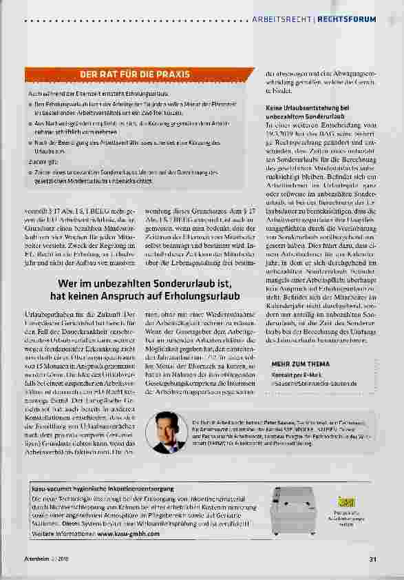 Vorschauseite 2: Altes und Neues zum Urlaubsrecht