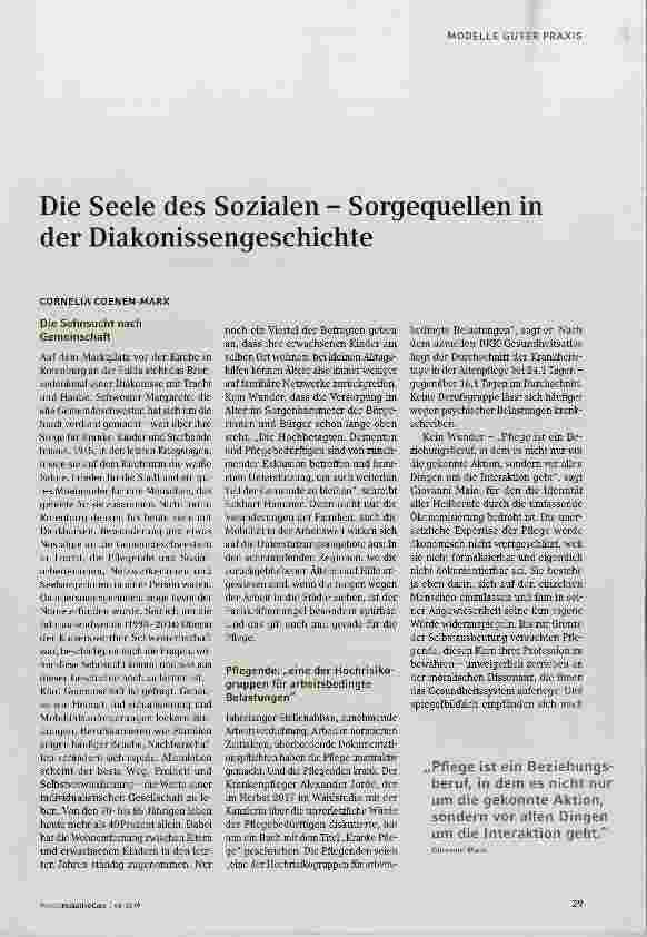 Vorschauseite 1: Die Seele des Sozialen - Sorgequellen in der Diakonissengeschichte