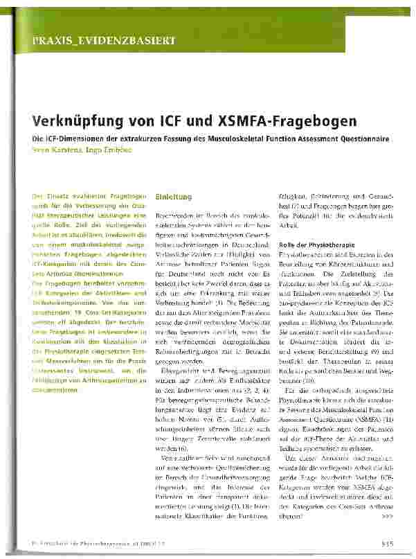 Vorschauseite 1: Verknüpfung von ICF und XSMFA-Fragebogen