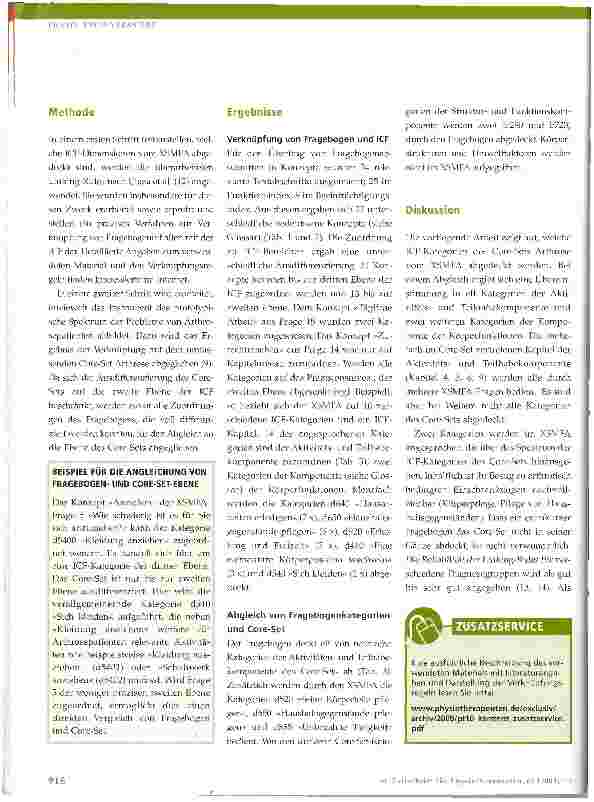 Vorschauseite 2: Verknüpfung von ICF und XSMFA-Fragebogen
