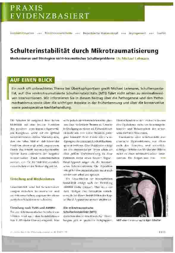 Vorschauseite 1: Schulterinstabilität durch Mikrotraumatisierung