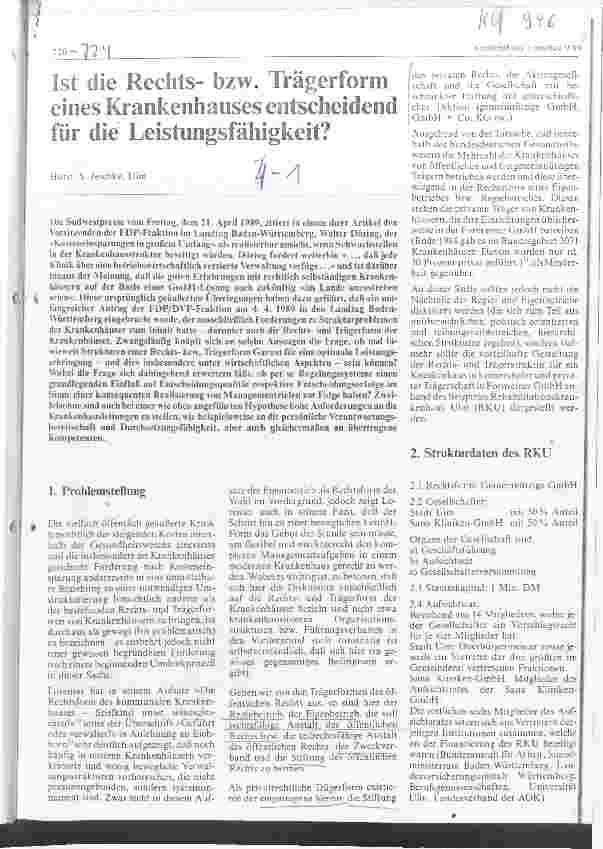 Vorschauseite 1: Ist die Rechtsbzw. Trägerform eines Krankenhauses entscheidend für die Leistungsfähigkeit