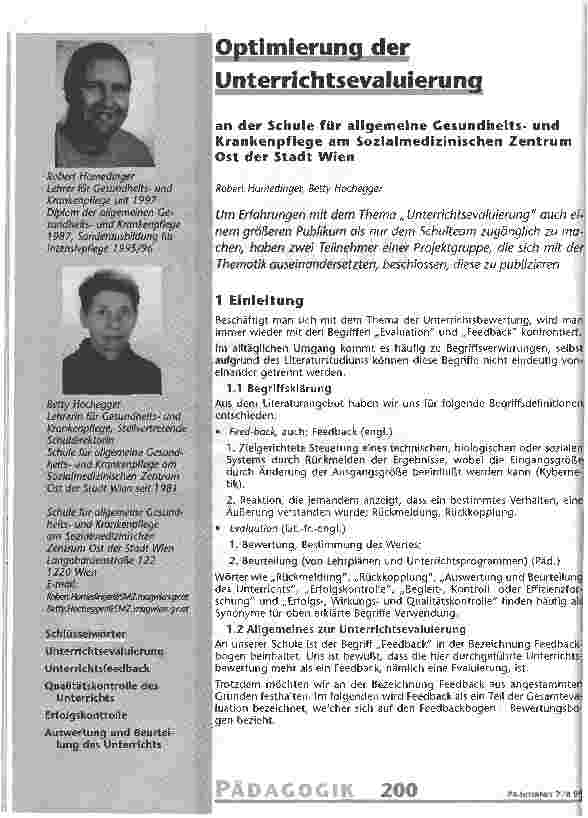 Vorschauseite 1: Optimierung der Unterrichtsevaluierung